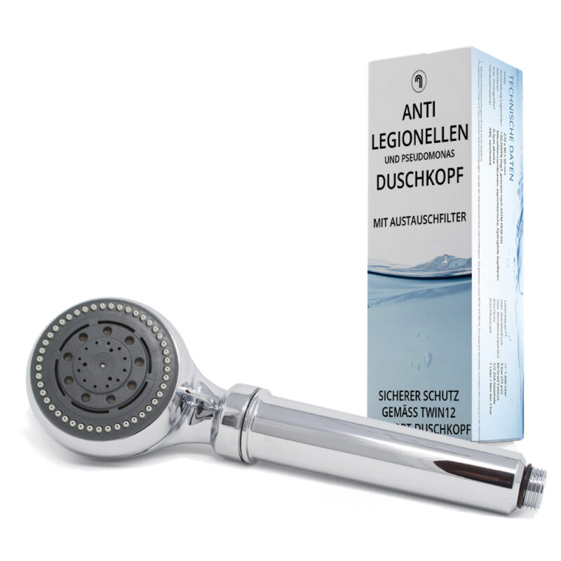 Legionellenfilter Duschkopf filtert auch Pseudomonas Safety Chrom