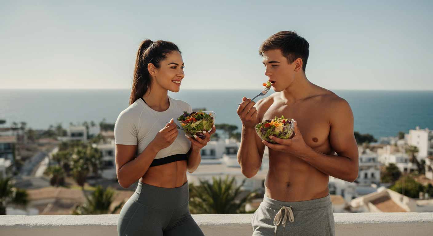 Eine Frau und ein Mann essen Salat